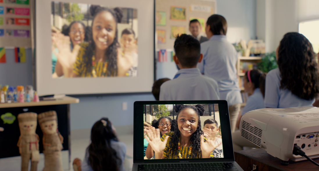 Students connecting via video conference